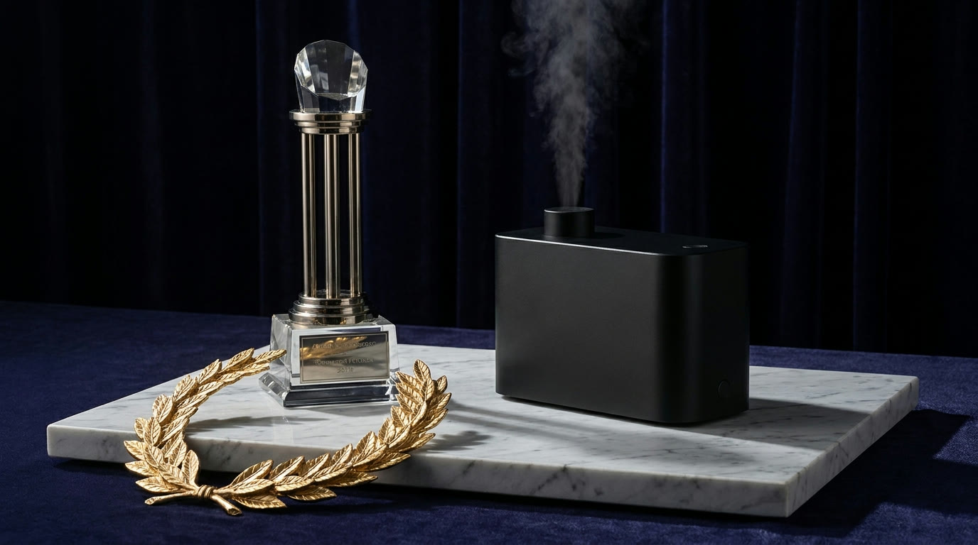 Premio editoriale e nebbiogeno Smoke-Defender su marmo Carrara